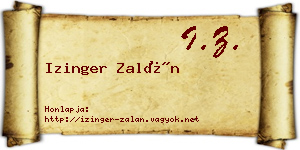 Izinger Zalán névjegykártya